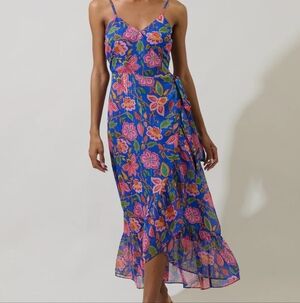 Sugarlips Blue Dress with Pink Floral Design